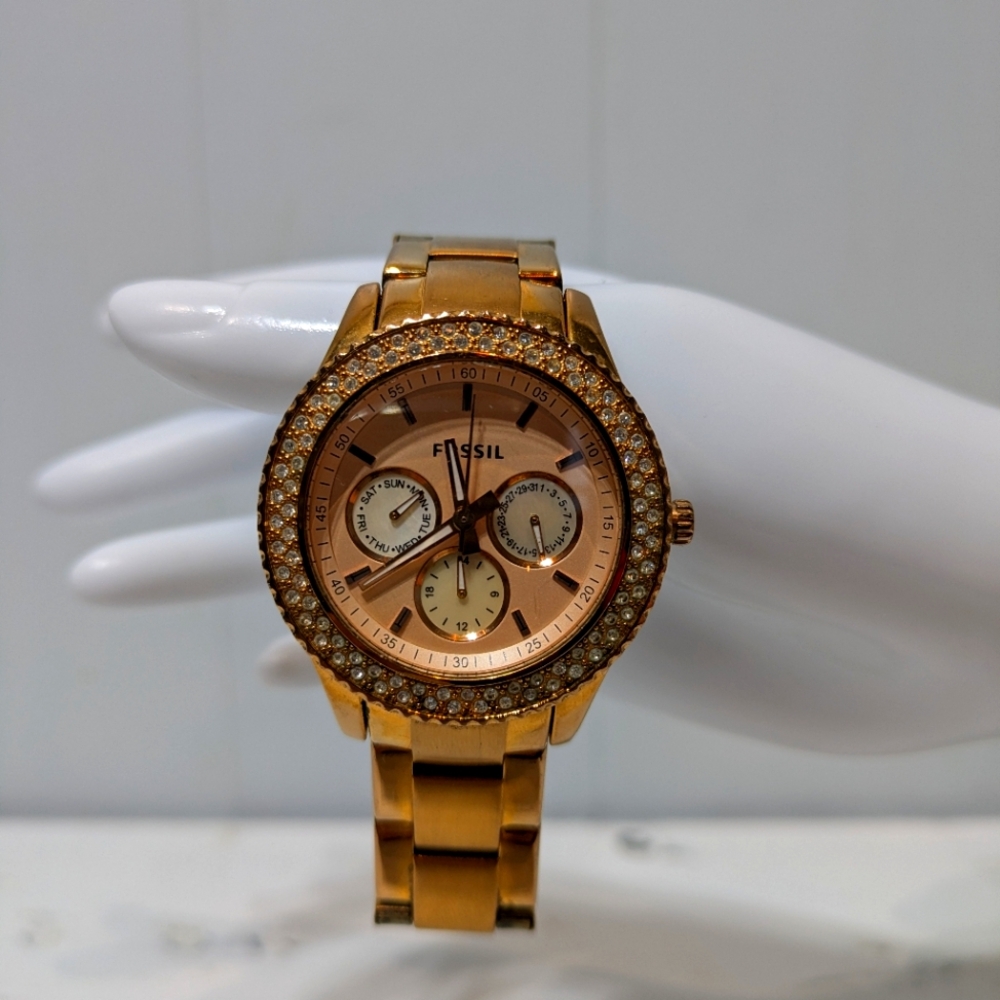 Fossil Stainless Steel‎ Quartz Rose Gold Watch Chronograph
